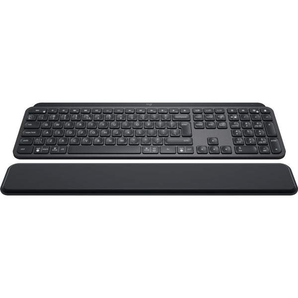 Logitech MX Keys Plus wireless illuminated keyboard with palm rest and USB-C charging
