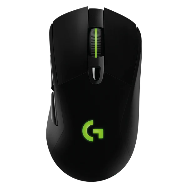 Ergonomic Logitech G703 wireless gaming mouse with customizable buttons