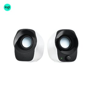 Mini Logitech Z120 USB speakers in black and white, main image