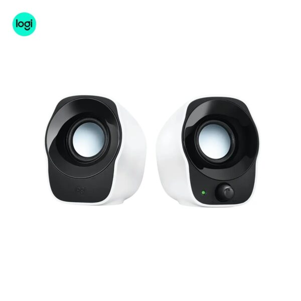 Mini Logitech Z120 USB speakers in black and white, main image