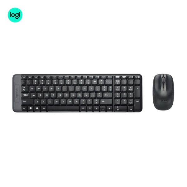 Charcoal Logitech MK220 main image of keyboard and mouse combo, wireless