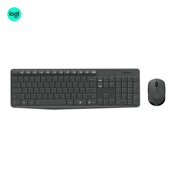 main image of Charcoal Logitech MK235 cordless keyboard-mouse combo
