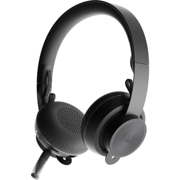 Logitech Zone Wireless UC Black headset — mute toggle, flexible image with mic