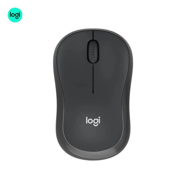 Graphite-colored Logitech M240 mouse with smooth scrolling and silent operation