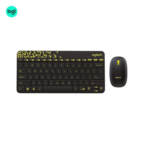 Logitech MK240 Nano main image of Keyboard & Mouse Combo, black and chartreuse-yellow