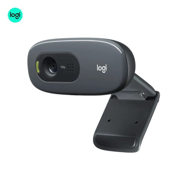 720p Logitech C270 HD webcam, black-grey body