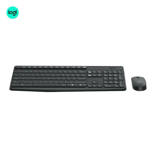 Logitech top image MK235 cordless keyboard-mouse combo charcoal