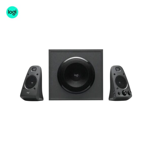 THX-certified Logitech Z625 2.1 speaker set with subwoofer, optical input, charcoal color