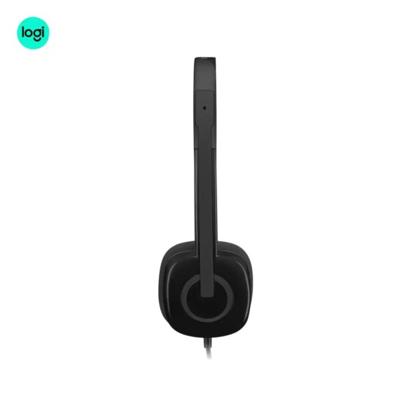 side image of Multi-device Logitech H151 wired headset, black, stereo sound