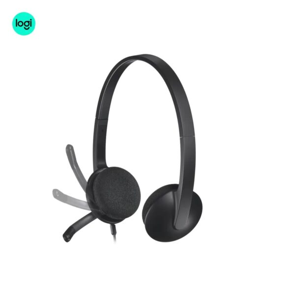 Logitech H340 USB headset in black-grey with adjustable noise-cancelling mic, Pakistan edition