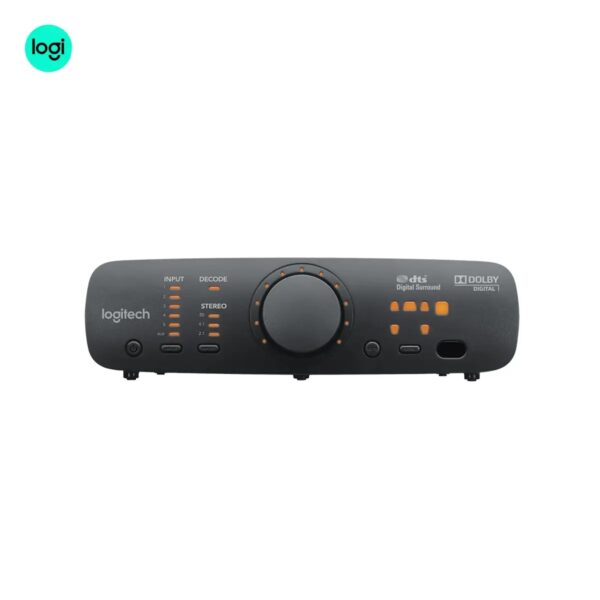 Black Logitech Z906 5.1 surround sound system, THX, Dolby Digital, DTS audio