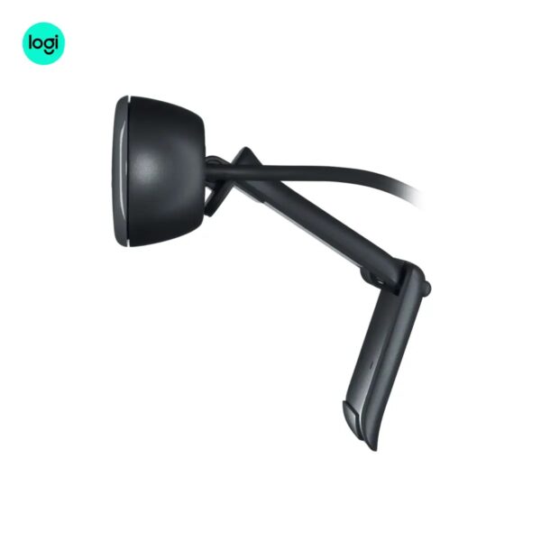 side full image of Logitech C270 720p HD webcam, black-grey design