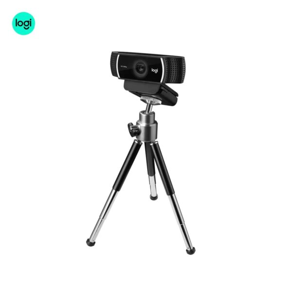 Logitech C922 Pro streaming webcam, 1080p, mounted on stand