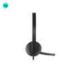 side image of Logitech H340 USB headset with noise-cancelling mic, black-grey, digital audio