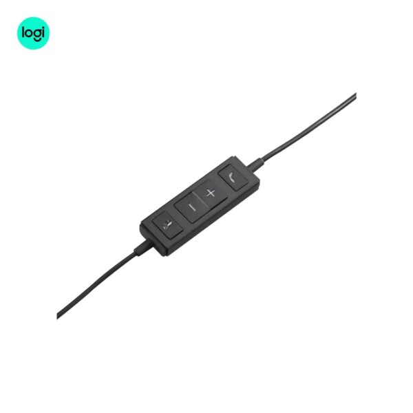 H570e UC headset, black, stereo audio, noise-cancelling mic, with controller for call management