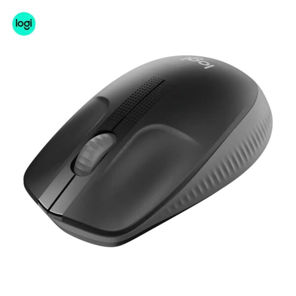 Logitech M190 full-size wireless mouse with comfortable curved shape