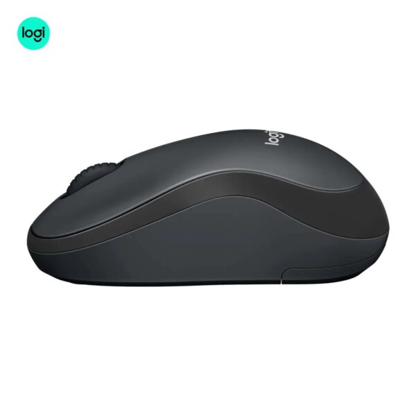 Wireless Logitech M220 Silent mouse with USB receiver for laptops and PCs - Side view