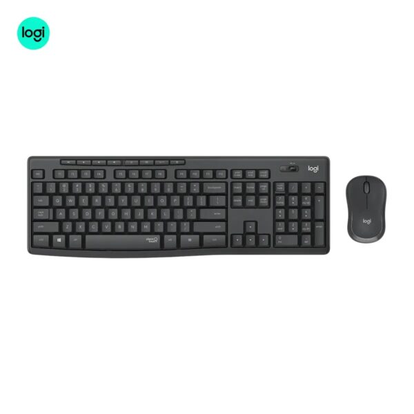 Logitech MK295 graphite cordless keyboard and mouse pair front image