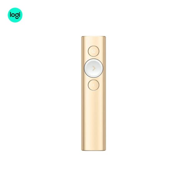 "Wireless Logitech Spotlight logitech presentation remote, gold color, main image