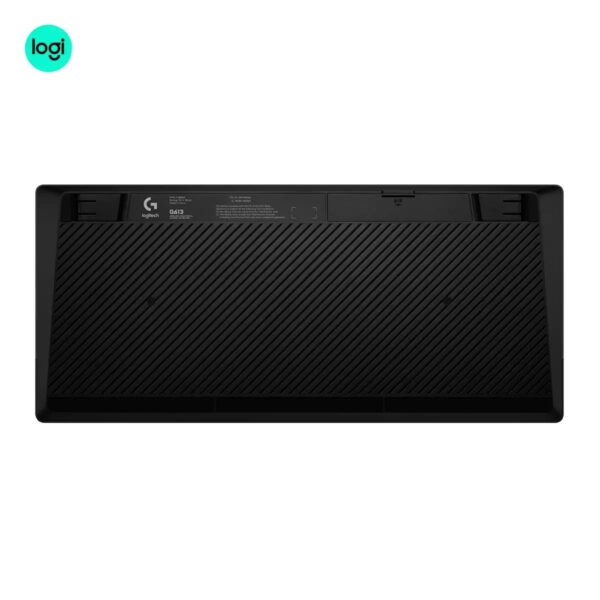 Logitech G613 wireless keyboard ready for gaming with palmrest - back view image