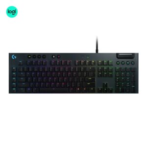 logitech-g813-lightsync-rgb-mechanical-gaming-keyboard-black-logitech-pakistan-official-2 Logitech G813 black keyboard with mechanical switches and multicolor backlighting