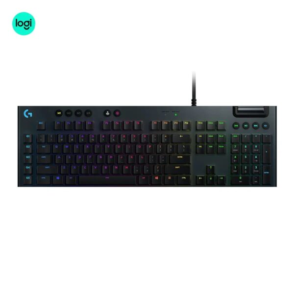 Logitech G813 black keyboard with mechanical switches and multicolor backlighting