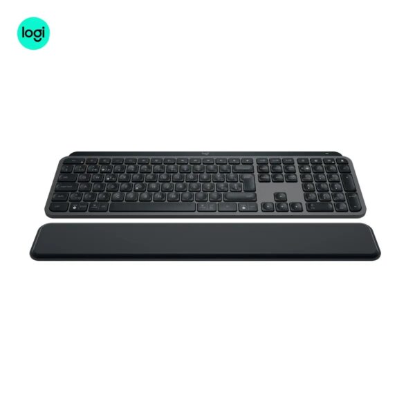 Logitech MX Keys S keyboard with palm rest, USB-C charging, and multi-device pairing